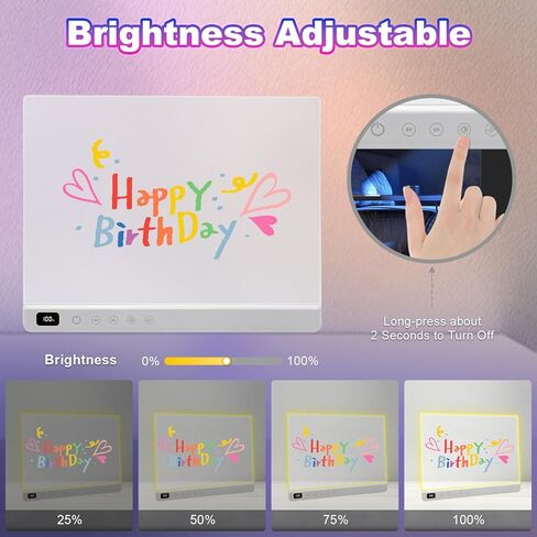 Cosmody Rechargeable LED Drawing Board for Kids, Large 16" Light Up Drawing Pad with 8 RGB Colors & 6 Dynamic Modes, Neon Art Dry Erase Board with Tracing Book & 7 Markers, Gift for Girls Boys(Pink) in Saudi Arabia