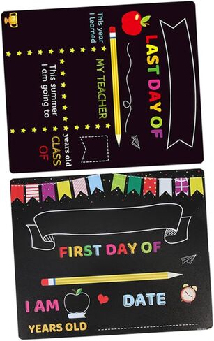 KALLORY 2pcs ’s Chalkboard Writing Board and Kindergarten Bulletin Sign, PVC Erasable School Message Board for First Day of School and Classroom Use in Kuwait