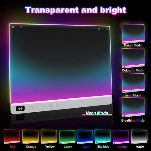 Cosmody Rechargeable LED Drawing Board for Kids, Large 16" Light Up Drawing Pad with Tracing Book & 7 Markers, Neon Art Dry Erase Board with 8 RGB Colors & 6 Dynamic Modes, Gift for Girls Boys(Blue) in Kuwait