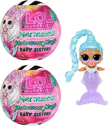 LOL Surprise Mermaids! Makeover Magic Baby Sisters 2 Pack with DIY Wearable Lip Gloss Makeup for You and Your Doll, Fun Water Play, Kids Gift Ages 4+ in Kuwait