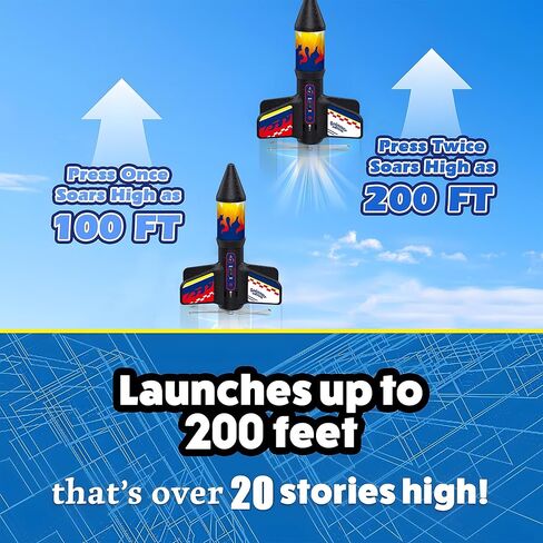 Rocket Launcher for Kids, Electric Flying Rocket Toy Launches Up to 250FT with Parachute Landing & LED Light, Rechargeable Outdoor STEM Toy for Backyard Play for Boys & Girls in Saudi Arabia