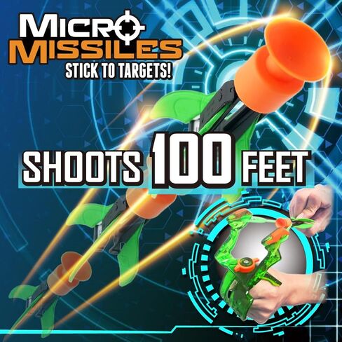 Amazing Toyz Micro Missile Rocket Launcher Toy Slingshot for Kids Adults Soft Rubber Suction Cup Sticky to Target 3 Inches Indoors Battle Sport Game Set in Kuwait