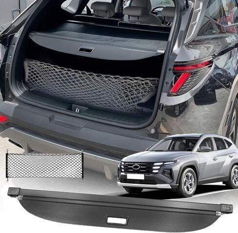 غطاء الحمولة لملحقات Hyundai Tucson 2026 2025 2024-2022 (نسيج ألياف الكربون)، غطاء صندوق السيارة القابل للسحب منظم الأمان غطاء Tonneau لملحقات Hyundai Tucson in Kuwait