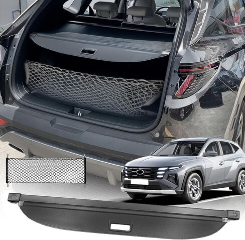 غطاء الحمولة لملحقات Hyundai Tucson 2026 2025 2024-2022 (نسيج ألياف الكربون)، غطاء صندوق السيارة القابل للسحب منظم الأمان غطاء Tonneau لملحقات Hyundai Tucson in Kuwait