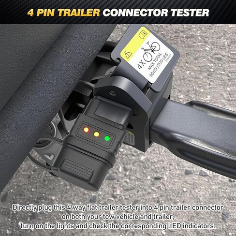4-Way Flat Trailer Wiring Tester - 4 Pin Male & Female Trailer Light Tester with Bright Indicators, Continuity Test & Double End Design, Trouble Shooter for Turn Signal & Tail Lights in Kuwait