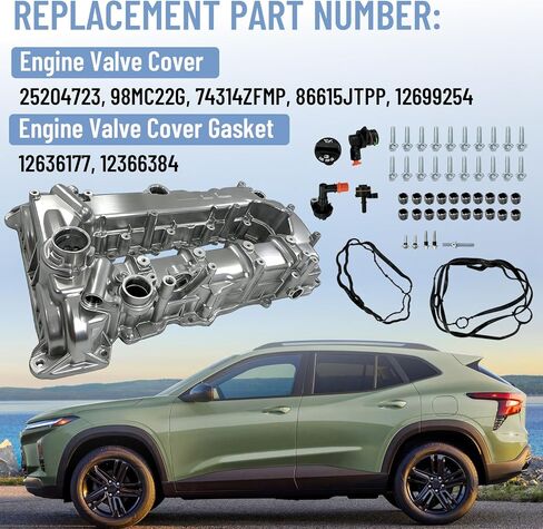 25204723 Engine Valve Cover with Gasket Kit Compatible with 2016-2022 Chevy Malibu Cruze Trax & Buick Encore 1.4L 1.5L Cylinder Head Camshaft Cover Assembly Replaces 12636177 74314ZFMP 98MC22G in Kuwait