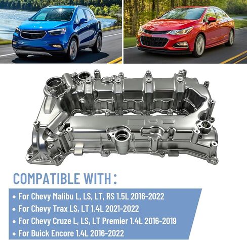 25204723 Engine Valve Cover with Gasket Kit Compatible with 2016-2022 Chevy Malibu Cruze Trax & Buick Encore 1.4L 1.5L Cylinder Head Camshaft Cover Assembly Replaces 12636177 74314ZFMP 98MC22G in Kuwait