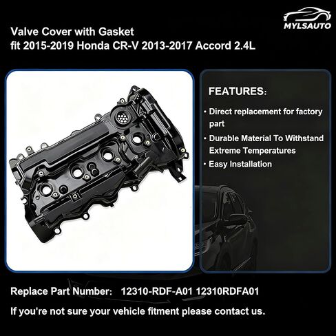 12310RDFA01 غطاء صمام المحرك مع حشية صمام PCV متوافق مع Honda Accord 2013-2017، CR-V CRV 2015-2019، L4 2.4L Gas (K24W1)، استبدل 12310-RDF-A01، 12310RDFA01 in Kuwait