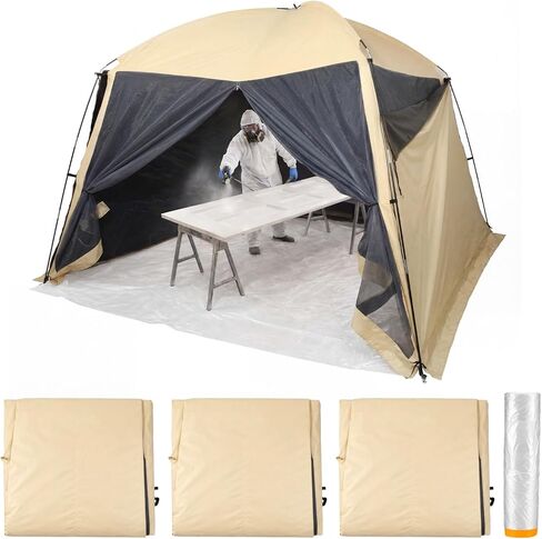 Maasechs Portable Paint Booth Tent 10.8 x 10.8 x 7.9 FT Extra Large Spray Paint Tent with Removable Walls Mesh Screen Floor Protection Plastic Film for DIY Furniture Hobby Tool Spray Shelter Painting in Kuwait