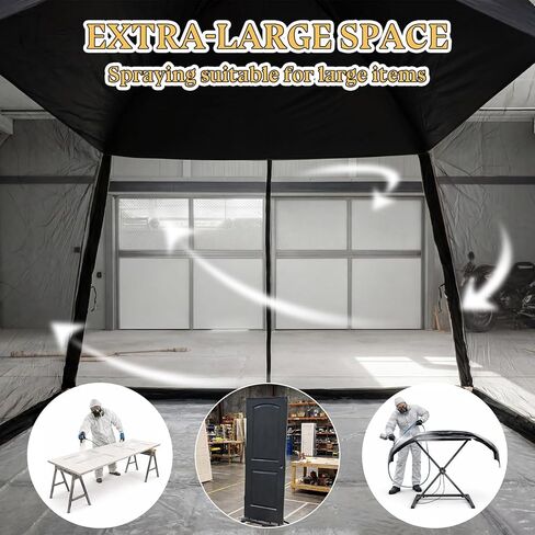 Maasechs Portable Paint Booth Tent 10.8 x 10.8 x 7.9 FT Extra Large Spray Paint Tent with Removable Walls Mesh Screen Floor Protection Plastic Film for DIY Furniture Hobby Tool Spray Shelter Painting in Kuwait