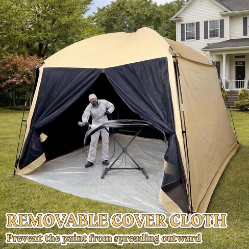 Maasechs Portable Paint Booth Tent 10.8 x 10.8 x 7.9 FT Extra Large Spray Paint Tent with Removable Walls Mesh Screen Floor Protection Plastic Film for DIY Furniture Hobby Tool Spray Shelter Painting in Kuwait