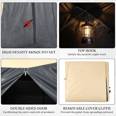 Maasechs Portable Paint Booth Tent 10.8 x 10.8 x 7.9 FT Extra Large Spray Paint Tent with Removable Walls Mesh Screen Floor Protection Plastic Film for DIY Furniture Hobby Tool Spray Shelter Painting in Kuwait