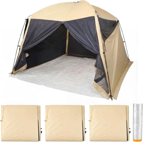 Maasechs Portable Paint Booth Tent 10.8 x 10.8 x 7.9 FT Extra Large Spray Paint Tent with Removable Walls Mesh Screen Floor Protection Plastic Film for DIY Furniture Hobby Tool Spray Shelter Painting in Kuwait