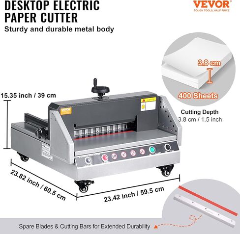 VEVOR Electric Paper Cutter, 13" /330.2mm Cutting Width, 1.57"/40mm Cutting Thickness, Desktop Paper Cutting Machine with Button Control, Electric Paper Trimmer for Office, School, Printing Plant in Kuwait