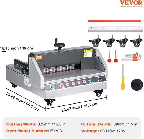 VEVOR Electric Paper Cutter, 13" /330.2mm Cutting Width, 1.57"/40mm Cutting Thickness, Desktop Paper Cutting Machine with Button Control, Electric Paper Trimmer for Office, School, Printing Plant in Kuwait