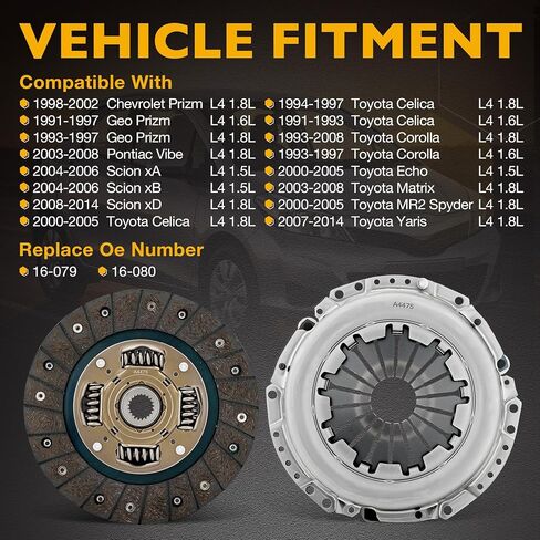 مجموعة أدوات القابض Gledewen متوافقة مع Toyota Corolla 1993-2008/ Matrix 03-08/ Yaris 07-14/ Echo 00-05/ MR2 Spyder/Celica/for Scion xA xB xD/Chevrolet Prizm/Geo Prizm يستبدل 16-079، 16-080 in Kuwait