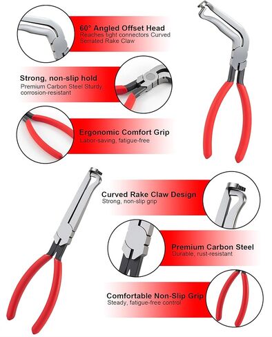 SKOCHE 7 Piece Electrical Disconnect Pliers with Terminal Pin Removal Tool Kit, Black Gloves, Automotive Electrical Plug Connector Disconnect Tool for Cars, Connector Separator and Hose Clamp Pliers in Kuwait