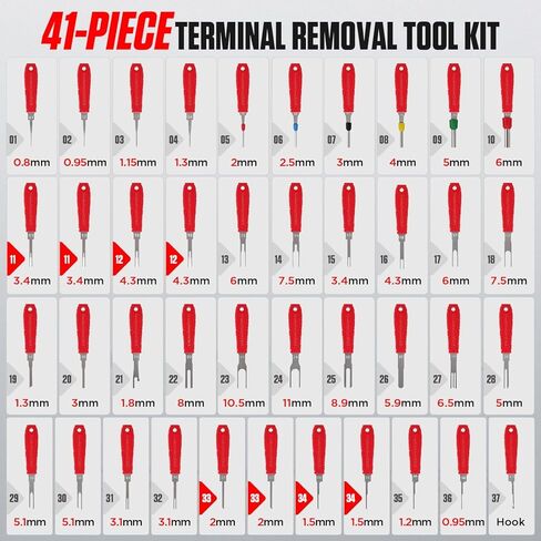 Terminal Removal Tool Kit 41pcs Depinning Tool Kit Automotive Electrical Pin Removal Tool, Stainless Steel Deutsch Connector Pin Extractor Tool Set, Universal Car Motorcycle Terminal Extractor, Red in Kuwait