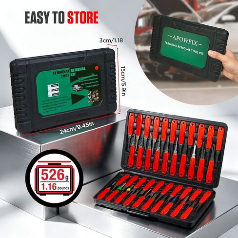Terminal Removal Tool Kit 41pcs Depinning Tool Kit Automotive Electrical Pin Removal Tool, Stainless Steel Deutsch Connector Pin Extractor Tool Set, Universal Car Motorcycle Terminal Extractor, Red in Kuwait