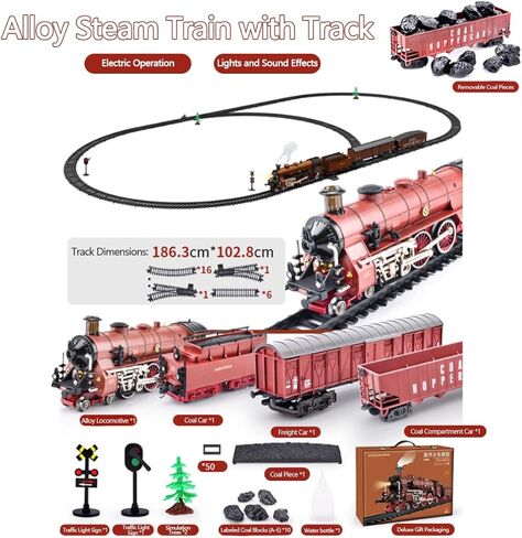 Electric Train Set, Remote Control Locomotive Complete Toy Railway with Carriage and Long Track, for Adults in Kuwait