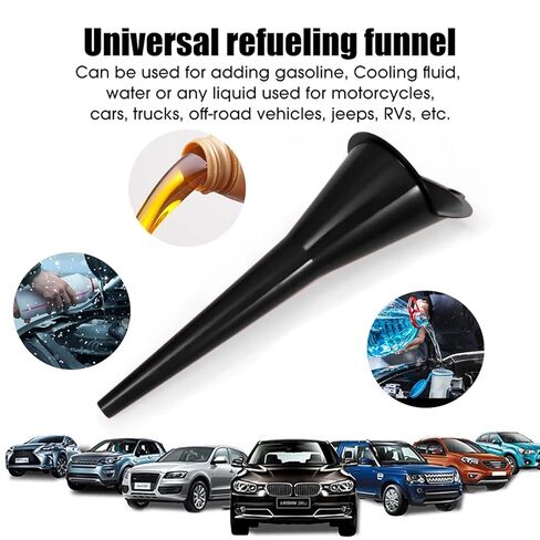 2 Pcs Motorcycle car Long Pole Funnel Gasoline refueling Tools Splash Proof Plastic refueling Tools car Accessories Large Plastic Funnel (Black) in Kuwait