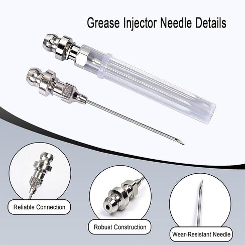 7PCS Grease Gun Needle Tip Kit, Grease Injector Needle Grease Gun Adapter Set for Bearings, U-Joints Tight Spaces, Straight & Elbow Nozzle Accessories for Grease Guns in Kuwait