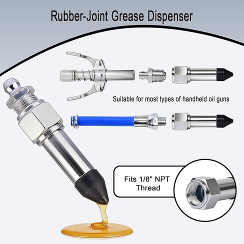 7PCS Grease Gun Needle Tip Kit, Grease Injector Needle Grease Gun Adapter Set for Bearings, U-Joints Tight Spaces, Straight & Elbow Nozzle Accessories for Grease Guns in Kuwait