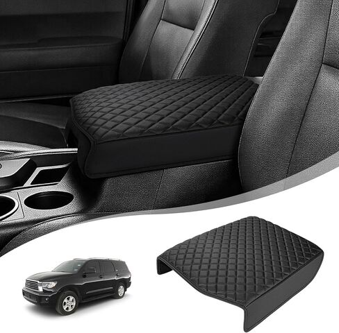 غطاء مسند ذراع وحدة التحكم المركزية لسيارة Toyota Tundra 2014-2021، غطاء وحدة التحكم الوسطى من جلد البولي يوريثان، وسادة حماية للذراع، وسادة سميكة مضادة للخدش، أسود in Kuwait