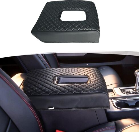 غطاء مسند ذراع وحدة التحكم المركزية لسيارة Toyota Tundra 2014-2021، غطاء وحدة التحكم الوسطى من جلد البولي يوريثان، وسادة حماية للذراع، وسادة سميكة مضادة للخدش، أسود in Kuwait