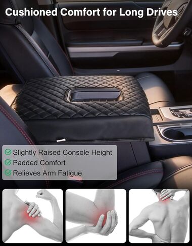 غطاء مسند ذراع وحدة التحكم المركزية لسيارة Toyota Tundra 2014-2021، غطاء وحدة التحكم الوسطى من جلد البولي يوريثان، وسادة حماية للذراع، وسادة سميكة مضادة للخدش، أسود in Kuwait