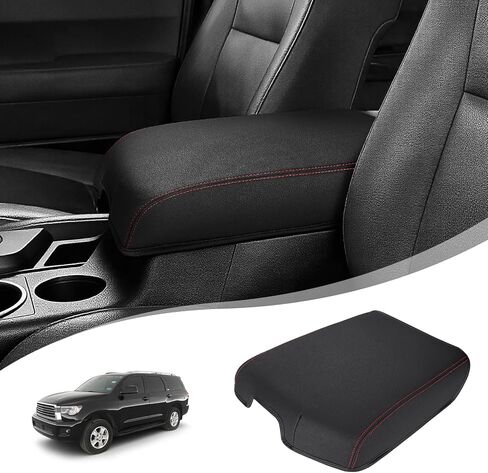 غطاء مسند ذراع وحدة التحكم المركزية لسيارة Toyota Tundra 2014-2021، غطاء وحدة التحكم الوسطى من جلد البولي يوريثان، وسادة حماية للذراع، وسادة سميكة مضادة للخدش، أسود in Kuwait