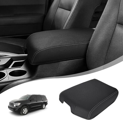 غطاء مسند ذراع وحدة التحكم المركزية لسيارة Toyota Tundra 2014-2021، غطاء وحدة التحكم الوسطى من جلد البولي يوريثان، وسادة حماية للذراع، وسادة سميكة مضادة للخدش، أسود in Kuwait