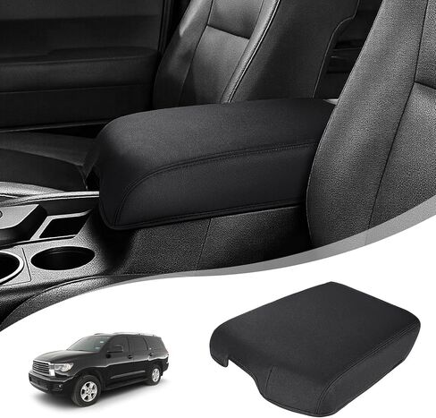 غطاء مسند ذراع وحدة التحكم المركزية لسيارة Toyota Tundra 2014-2021، غطاء وحدة التحكم الوسطى من جلد البولي يوريثان، وسادة حماية للذراع، وسادة سميكة مضادة للخدش، أسود in Kuwait