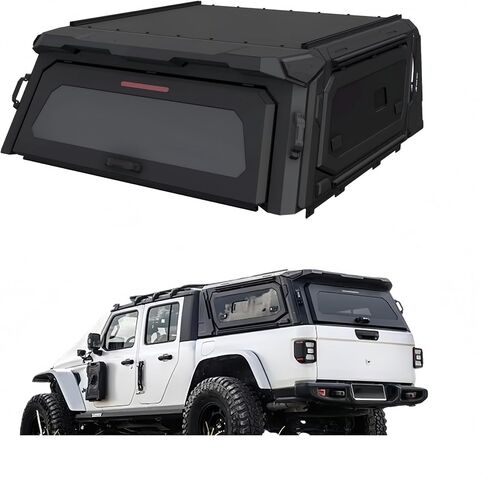 مظلة سرير شاحنة من الألومنيوم متوافقة مع Jeep Gladiator JT 2020-2026، غطاء علوي صلب مع وصول جانبي وخلفي قابل للقفل، غطاء تخييم بري، غطاء سرير شاحنة أسود in Kuwait