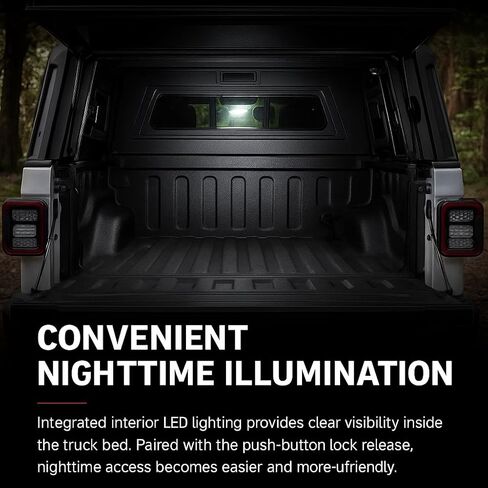 مظلة سرير شاحنة من الألومنيوم متوافقة مع Jeep Gladiator JT 2020-2026، غطاء علوي صلب مع وصول جانبي وخلفي قابل للقفل، غطاء تخييم بري، غطاء سرير شاحنة أسود in Kuwait