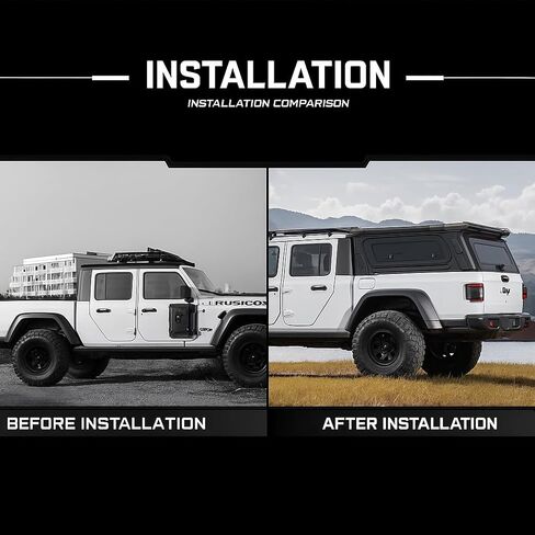 مظلة سرير شاحنة من الألومنيوم متوافقة مع Jeep Gladiator JT 2020-2026، غطاء علوي صلب مع وصول جانبي وخلفي قابل للقفل، غطاء تخييم بري، غطاء سرير شاحنة أسود in Kuwait