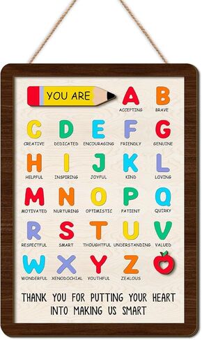 Personalized 3D Teacher Appreciation Wooden Plaque Gift, Colorful Pencil ABC Alphabet You Are Amazing Positive Affirmation Words Sign for Home School Classroom Decor, Thank You Teacher Mentor Gifts in Saudi Arabia