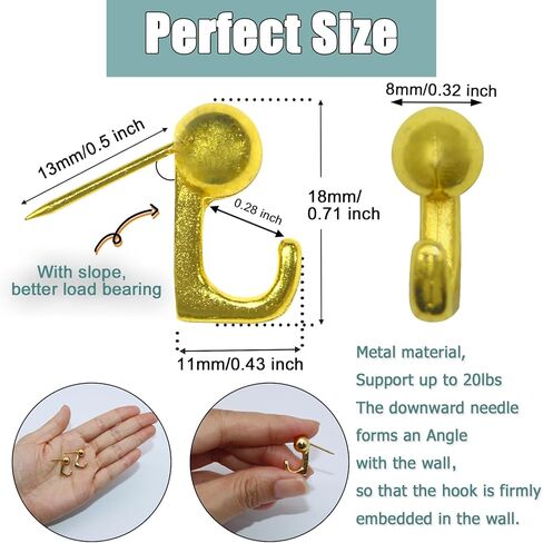 30 PCS Metal Push Pins Wall Tacks, Thumbtacks for Wall Hangings Decor, Heavy Duty Renter Friendly Decorative Picture Hangers, Small Hook Pins for Fabric Drywall Bulletin Cork Board Office Home in Kuwait
