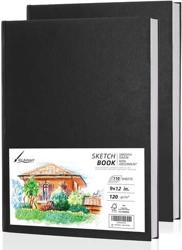 Hardcover Large Size 9" x 12" Sketch Pads for Drawing, 110 Sheets, 80lb/120GSM Marker Sketchbook - Acid Free Paper, Durable Binding, Bleedproof, Professional Hardbound Sketchbook (Pack of 1) in Kuwait