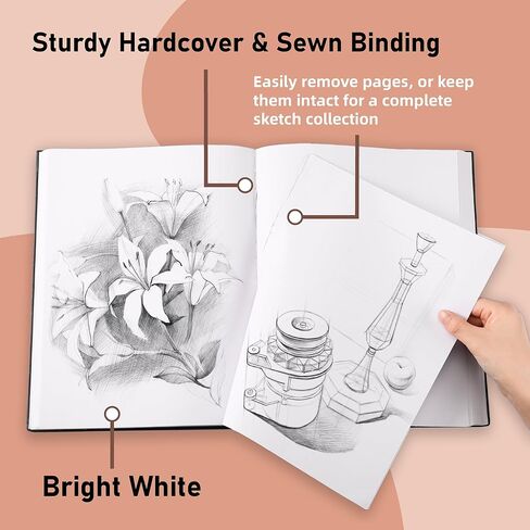 Hardcover Large Size 9" x 12" Sketch Pads for Drawing, 110 Sheets, 80lb/120GSM Marker Sketchbook - Acid Free Paper, Durable Binding, Bleedproof, Professional Hardbound Sketchbook (Pack of 1) in Kuwait