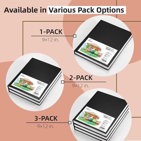 Hardcover Large Size 9" x 12" Sketch Pads for Drawing, 110 Sheets, 80lb/120GSM Marker Sketchbook - Acid Free Paper, Durable Binding, Bleedproof, Professional Hardbound Sketchbook (Pack of 1) in Kuwait