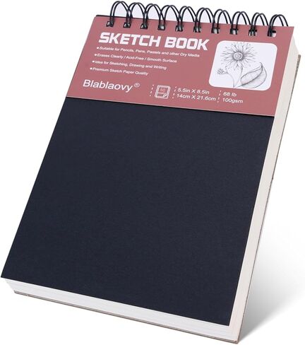 عبوتان من كتاب رسم، دفتر رسم مقاس 5.5 بوصة × 8.5 بوصة مع 100 ورقة (68 رطل/100 جرامًا للمتر المربع)، لوحة رسم للأطفال والكبار والمبتدئين والفنانين - ورق خالٍ من الأحماض (عبوتان) in Kuwait