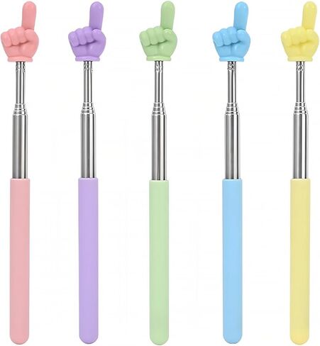 5-Pack Retractable Teaching Pointer Sticks, Extendable Finger Pointer for Classroom, Teachers, Reading & Presentations, Assorted Colors (Set of 5) (The Color is Randomly Packaged Individually) in Kuwait