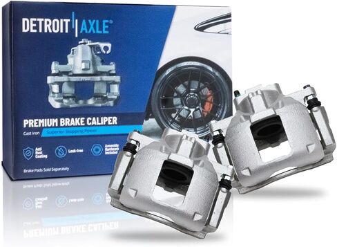 Detroit Axle - Front Brake Kit for 2009-2012 Dodge Journey Disc Brake Calipers w/Brackets Ceramic Brakes Pads w/Hardware 2010 2011 Replacement in Kuwait