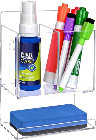 Dry Erase Marker Holder, Wall Mounted Marker Holder for Remotes, Makeup, Acrylic Pen Organizer for Whiteboard, Office, Classroom, Wall Pen Pencil Storage for Classroom Organization in Kuwait