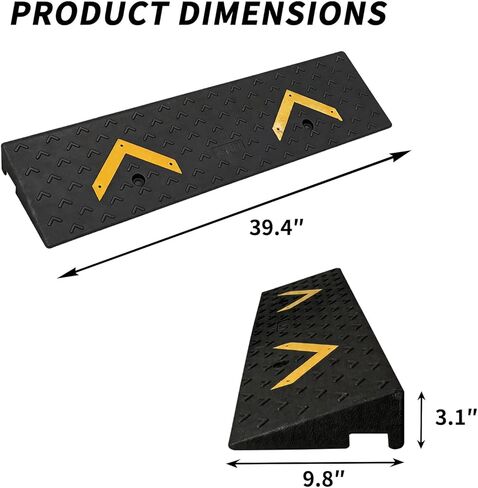 Rubber Curb Ramps 3" Rise 2 Pack for Driveway Wheelchair Riding Mower Doorways Threshold Garage Sidewalks,Ramps for Car Truck Motorcycle Bike,7000lbs Load Capacity in Kuwait