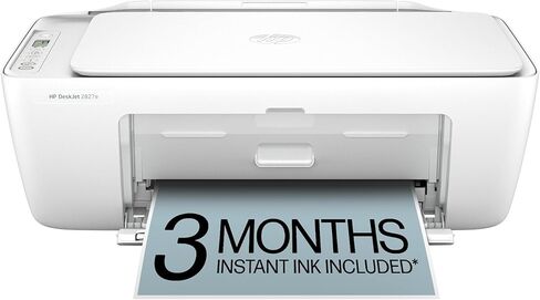 طابعة HP DeskJet 2827e اللاسلكية الكل في واحد نافثة للحبر ملونة، ماسح ضوئي، ناسخة، الأفضل للمنزل، تجربة حبر فورية لمدة 3 أشهر، مُمكّنة بالذكاء الاصطناعي (6W7F5A) (متجددة) in Kuwait