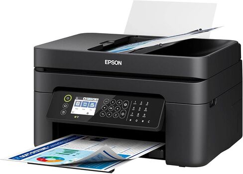 طابعة Epson Workforce WF-2850 الكل في واحد لاسلكية نافثة للحبر ملونة، أسود - طباعة مسح ضوئي ونسخ فاكس - 10 صفحة في الدقيقة، 5760 × 1440 نقطة في البوصة، طباعة تلقائية على الوجهين، 30 ورقة ADF، تنشيط صوتي، كابل طابعة Vertluna in Kuwait