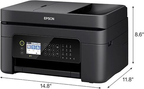 طابعة Epson Workforce WF-2850 الكل في واحد لاسلكية نافثة للحبر ملونة، أسود - طباعة مسح ضوئي ونسخ فاكس - 10 صفحة في الدقيقة، 5760 × 1440 نقطة في البوصة، طباعة تلقائية على الوجهين، 30 ورقة ADF، تنشيط صوتي، كابل طابعة Vertluna in Kuwait