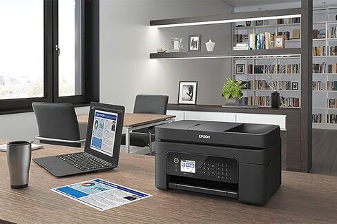 طابعة Epson Workforce WF-2850 الكل في واحد لاسلكية نافثة للحبر ملونة، أسود - طباعة مسح ضوئي ونسخ فاكس - 10 صفحة في الدقيقة، 5760 × 1440 نقطة في البوصة، طباعة تلقائية على الوجهين، 30 ورقة ADF، تنشيط صوتي، كابل طابعة Vertluna in Kuwait